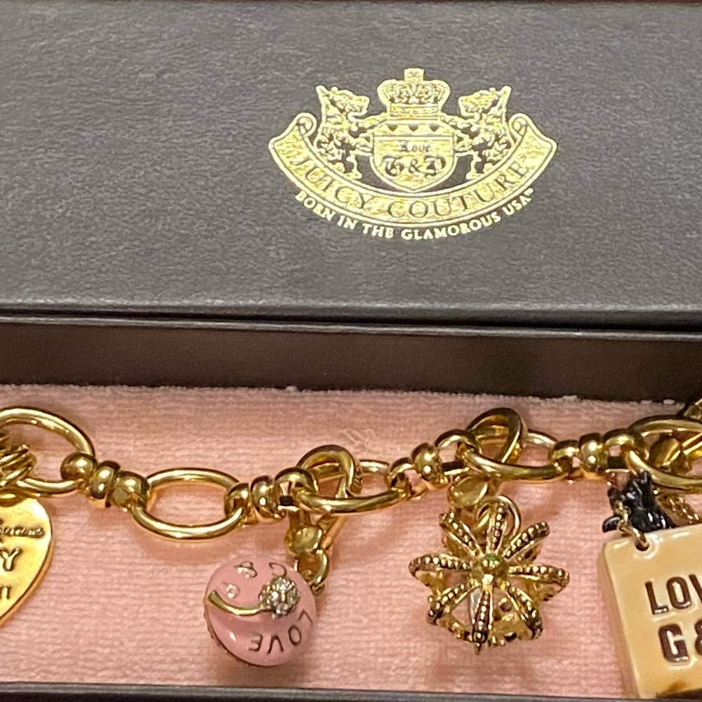 Juicy Couture Gold Tone Charm Bracelet